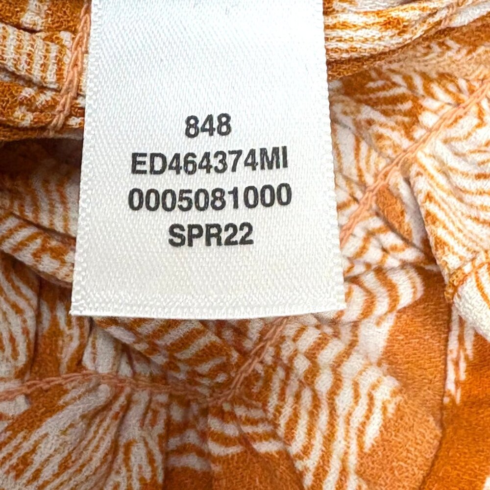 NORDSTROM OPEN EDIT Orange Floral Off Shoulder Smocked Square Neck Top Small‎ - Picture 5 of 9